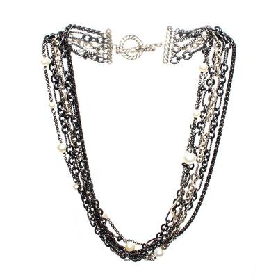 David Yurman Vintage Sterling Silver Multistrand Pearl Necklace