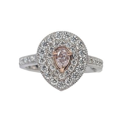 Size 7 Pink Pear Halo Ring