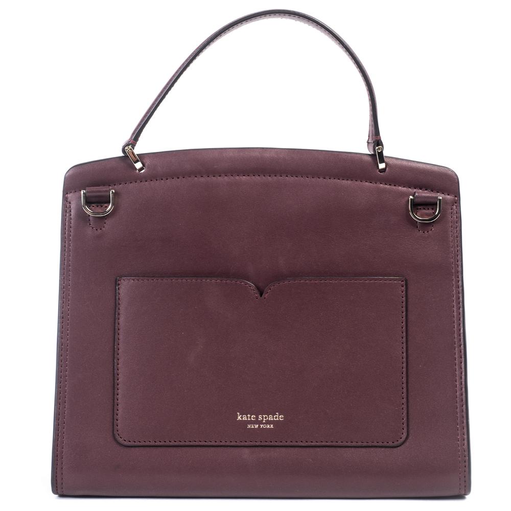  Kate Spade Burgundy Top Handle Twist Logo Leather Handbag
