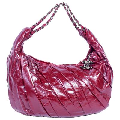 Chanel Red Leather Hobo Handbag