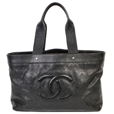 Chanel Black Perforated Leather Tote