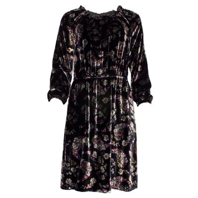 Rebecca Taylor Size 2 Black Floral Velvet Dress