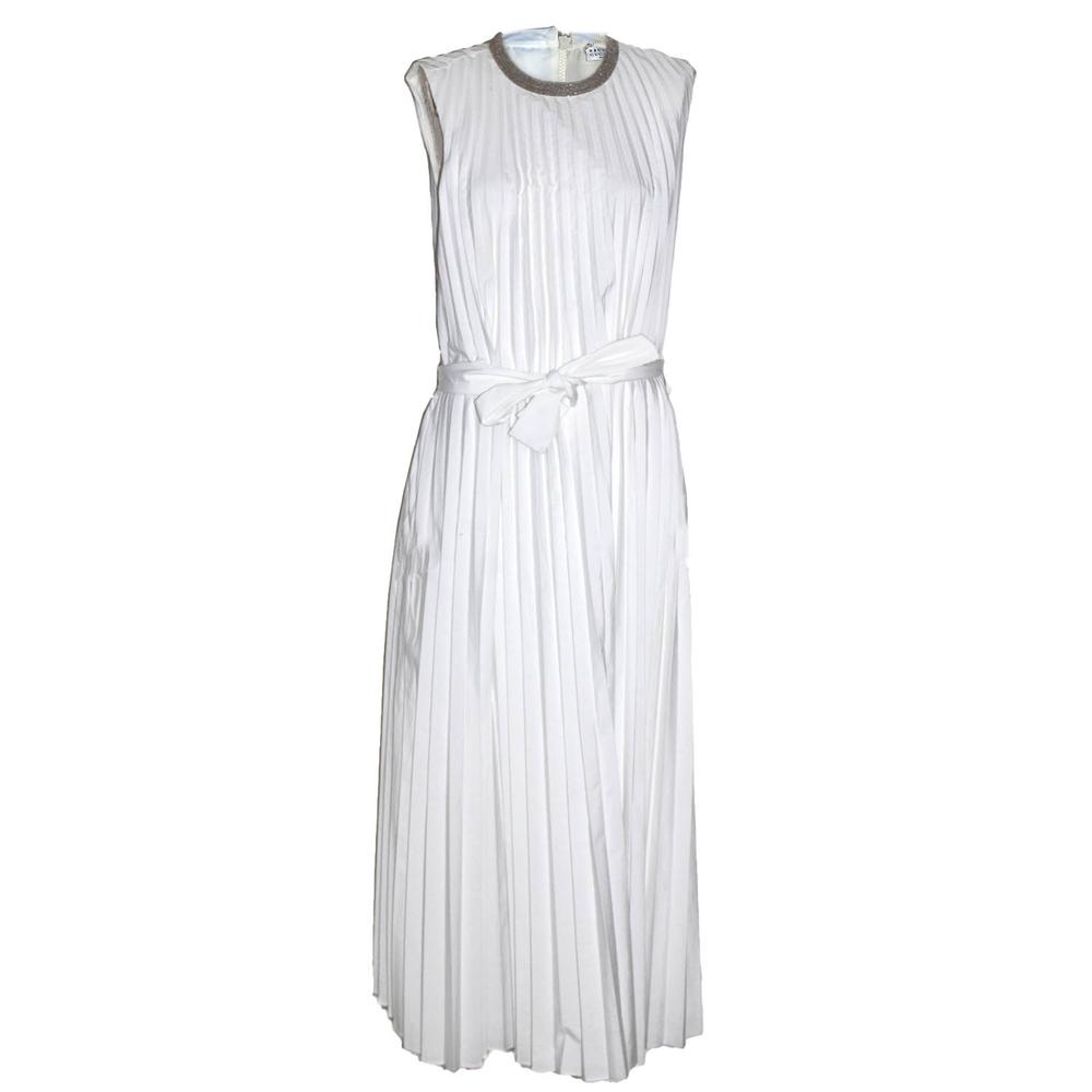  Brunello Cucinelli Size Medium White Silk Maxi Dress
