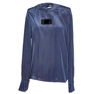 New Chanel Size 38 Blue 2013 Silk Blouse 