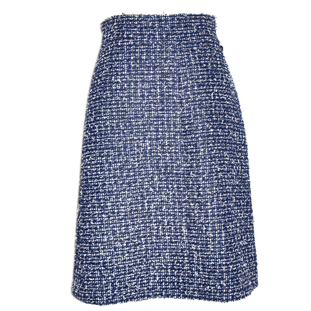  Chanel Size 40 Blue Tweed Skirt