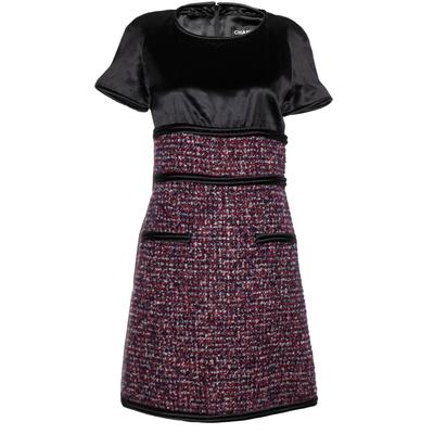Chanel Size 38 Black Silk & Tweed Maxi Dress