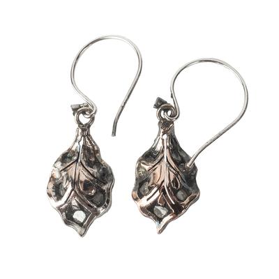 Silver Herkimer Leaf Drop Earrings