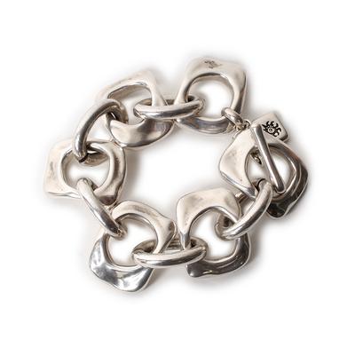 Uno De 50 Silver Chunky Square Link Bracelet 