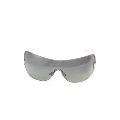 Chanel White Rim Shield Sunglasses With Case 