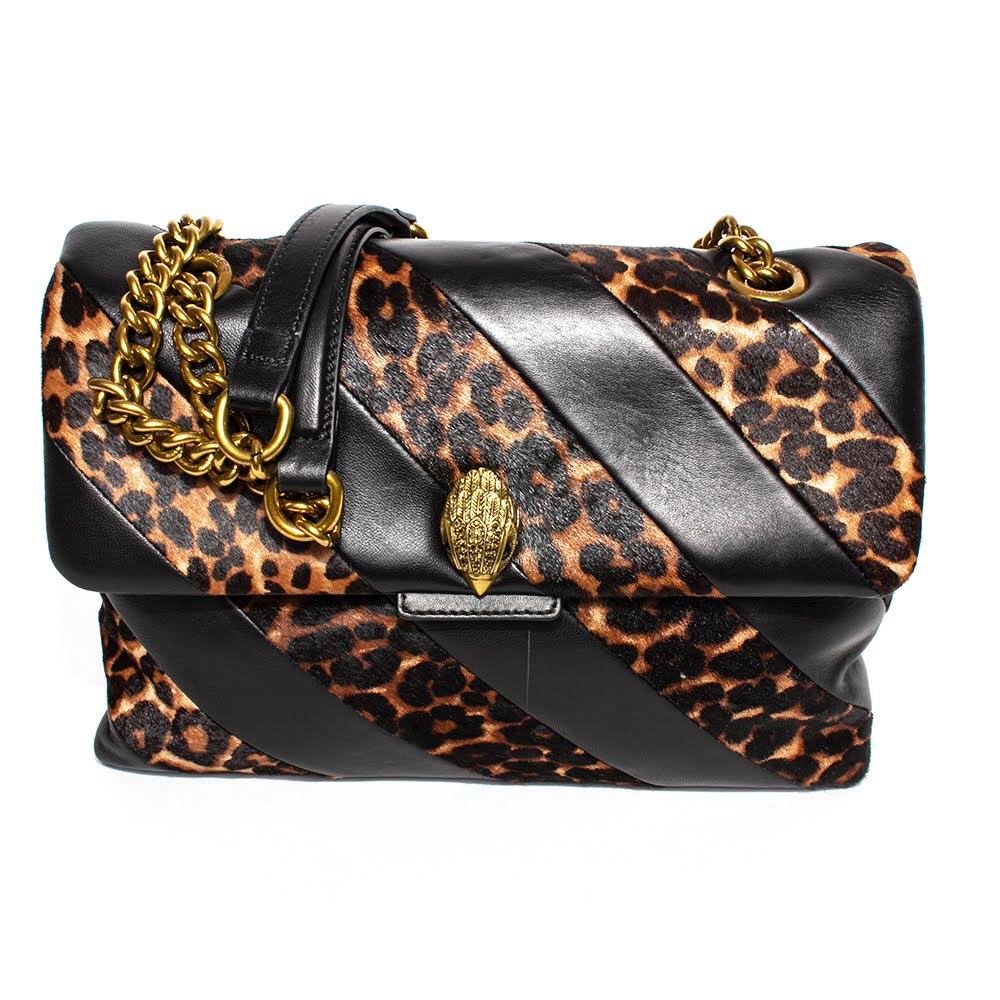  Kurt Geiger Black Leopard Print Leather Handbag