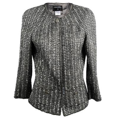 Chanel Size 40 Grey Tweed Jacket