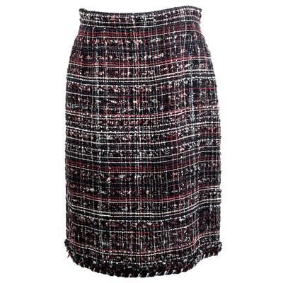 Chanel Size 40 Blue/Red Tweed Skirt