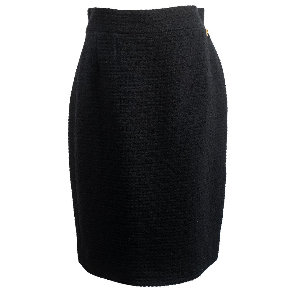 Chanel Size 40 Black Tweed 2009 Skirt