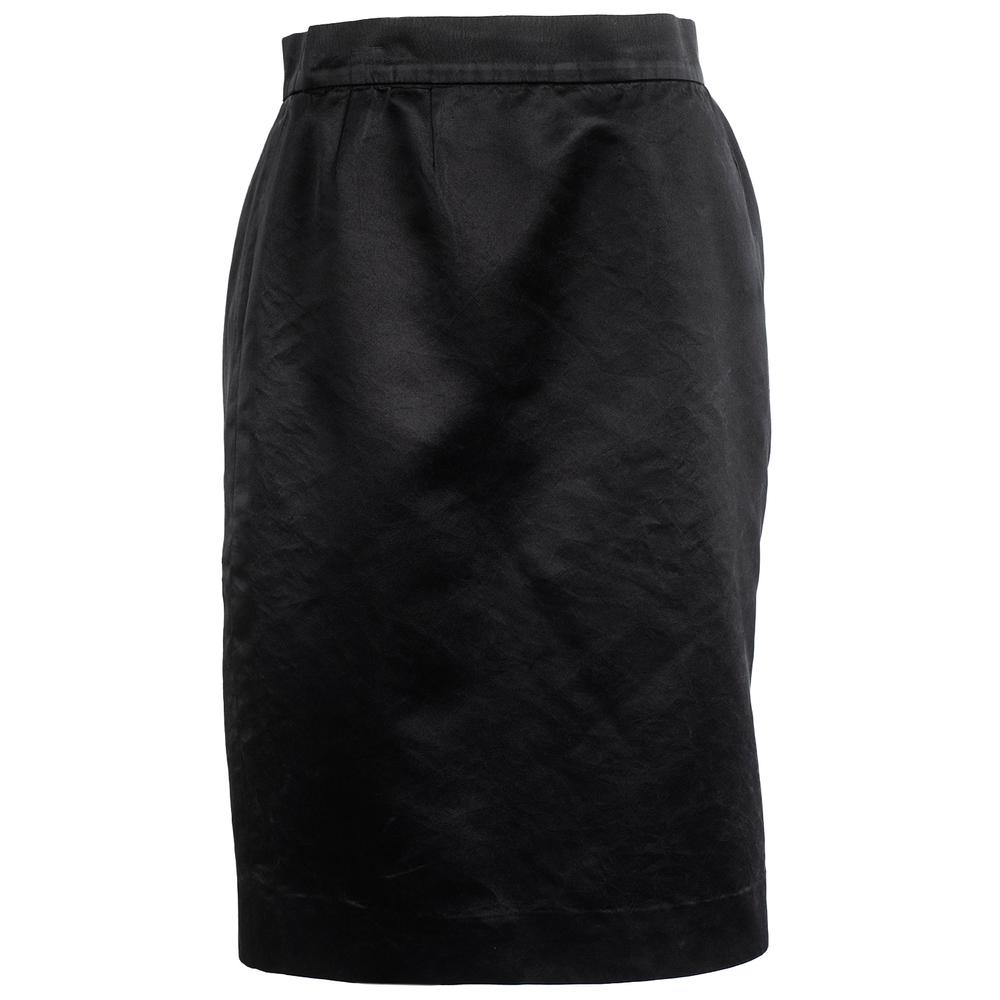  Chanel Size 40 Black Silk Skirt