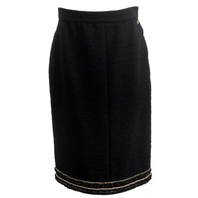 Chanel Size 42 2017 Black with Gold Trim Skirt