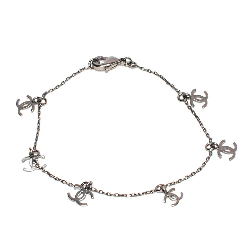  Chanel Cc Charm Sterling Silver Bracelet