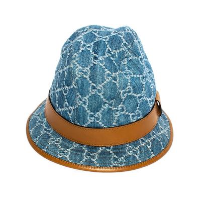 Gucci Size Small Blue Mono Canvas Hat