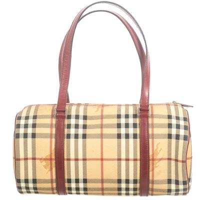 Burberry Tan Plaid Small Duffle Handbag