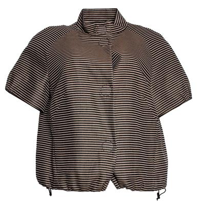  Akris Size 10 Brown Striped Jacket