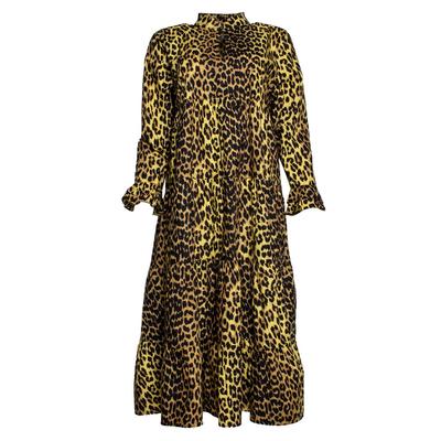 Ganni Size 40 Yellow Leopard Print Dress