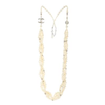 Chanel 2017 Runway Twisted Pearl Crystal Large Necklace