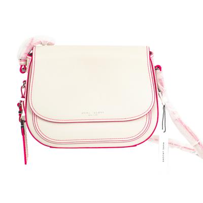 Marc Jacobs Off White New Neon Pink Edge Crossbody Handbag 