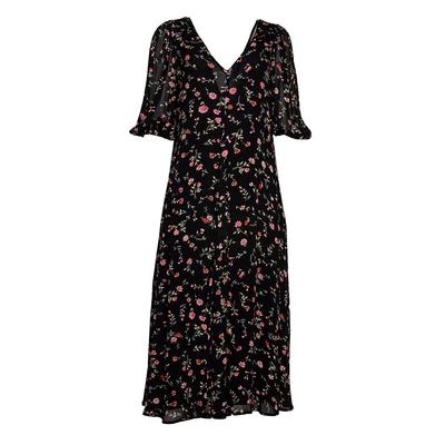 Ganni Size 38 Black Floral Dress