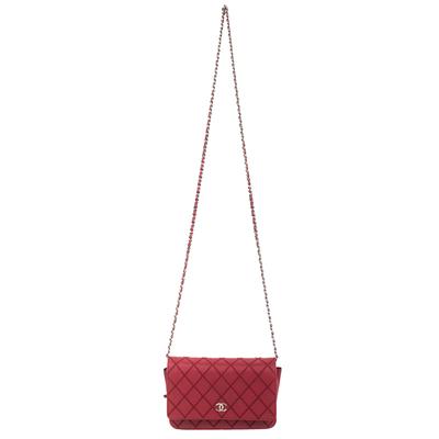 Chanel Small Red Lamb Quilted Crossbody Handbag 