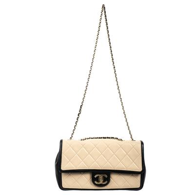 Chanel Med Tan Limited Edition Two Tone Flap Handbag 