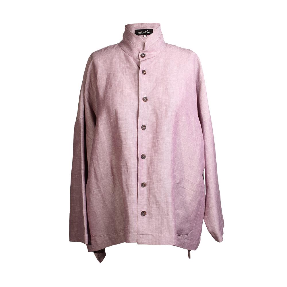  Eskandar Size Small Purple Linen Button Down Jacket