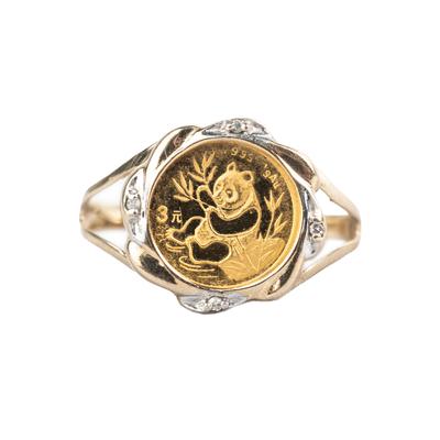 Gold Mount 1/10th Panda Size 6 Ring 