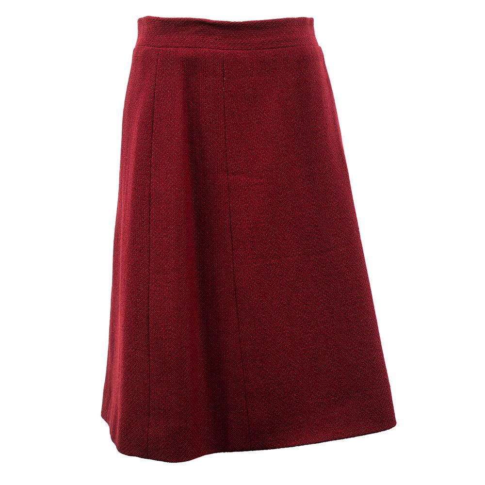  Chanel Size 40 Red Zip Up Mid Length Skirt