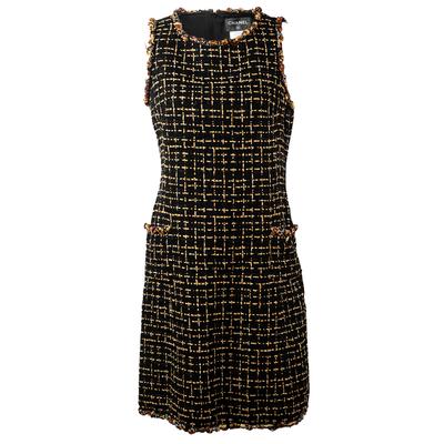 Chanel Size 40 Tweed 2 Pocket Short Dress 