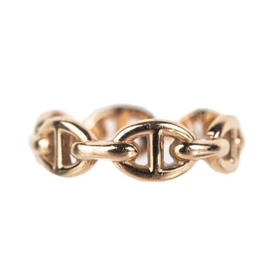 Hermes Size 6 Pink 18k Chaine D'Ancre Ring
