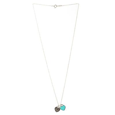 Tiffany & Co Silver Mini Enamel Return to Heart Necklace 
