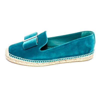 Salvatore Ferragamo Size 10 Turquoise Velvet Shoes