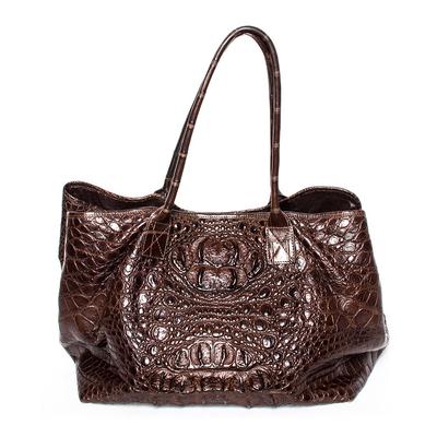 J Markell Roxy Brown Alligator Handbag