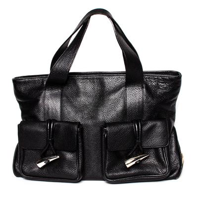 Burberry Black Leather Horn Toggle Novacheck Handbag