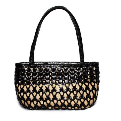 Nancy Gonzalez Black Woven Crocodile Leather Handbag