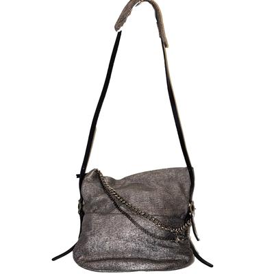 Jimmy Choo Metallic Fold Over Silver Handbag