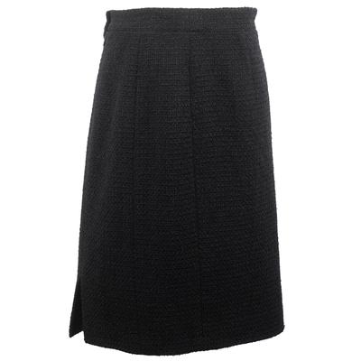 Chanel Size 42 Black Tweed Skirt 