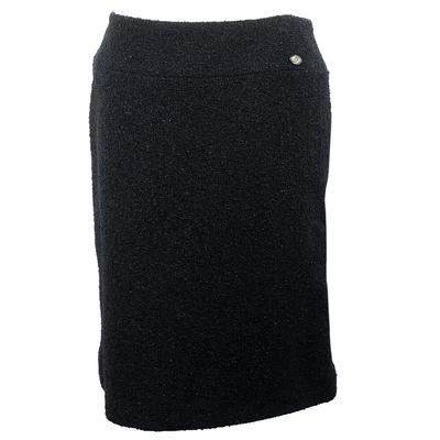 Chanel Size 42 Black Tweed Skirt