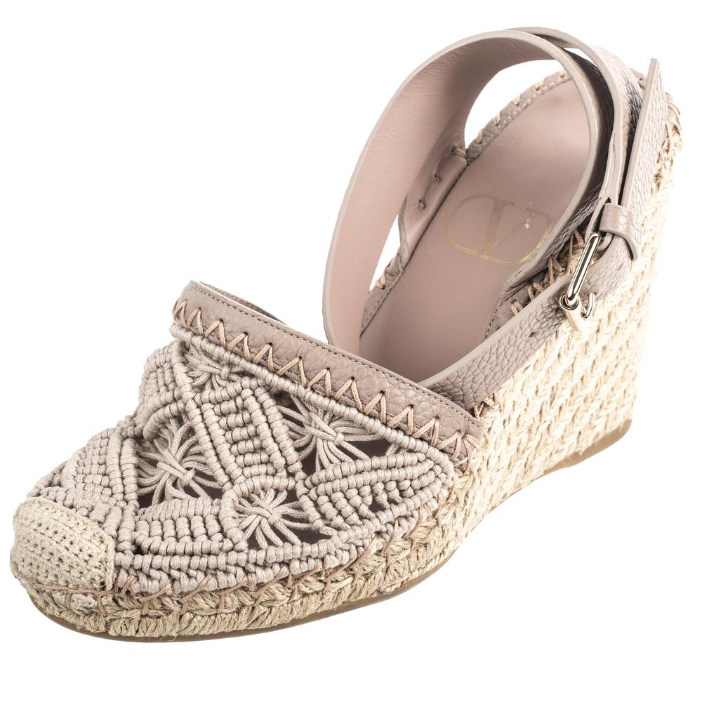  Valentino Size 36 Pink Espadrille Wedge Shoes
