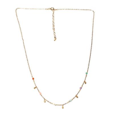 14K Gold Small Stones Necklace