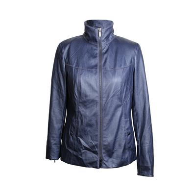 W By Worth Size 4  Blue Leather Jacket