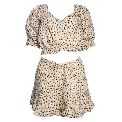Kivari Size Medium Tan Cheetah Print Top & Shorts