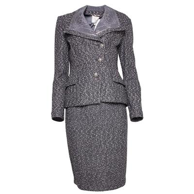 St. John Size 8 Grey Couture Two Piece Jacket & Skirt
