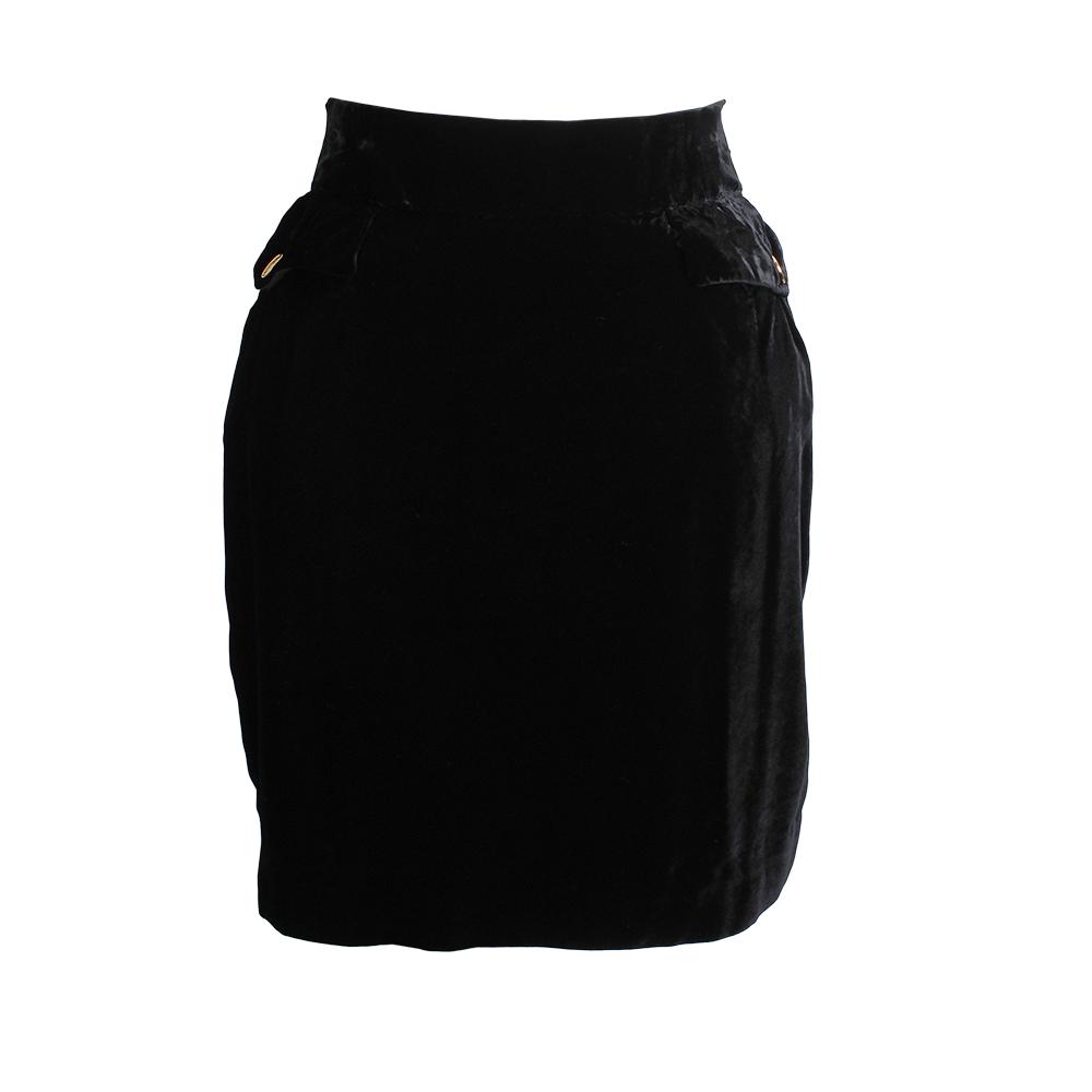 Chanel Size Small Vintage Velvet Skirt