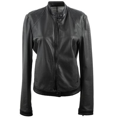 Giorgio Armani Size 48 Black Leather Jacket 