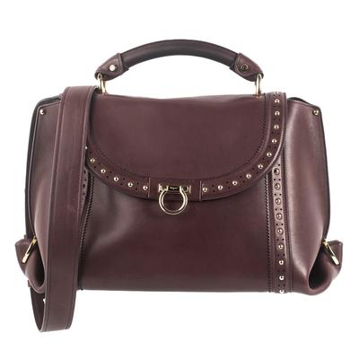 Salvatore Ferragamo Burgundy Top Handle Handbag with Strap